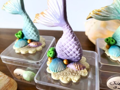 kit com 5 caixinhas cauda de sereia personalizada com nome luxo