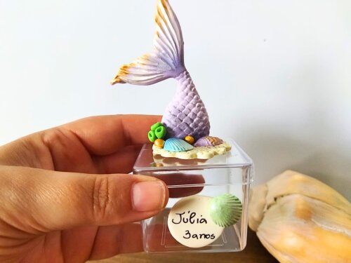 kit com 5 caixinhas cauda de sereia personalizada com nome luxo