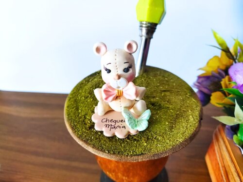kit 10 enfeites de chimarrão ursinho em biscuit personalizado com nome