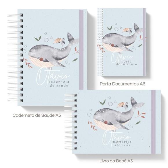 Caderneta de Saúde + Livro do Bebê + Porta Documentos Mar