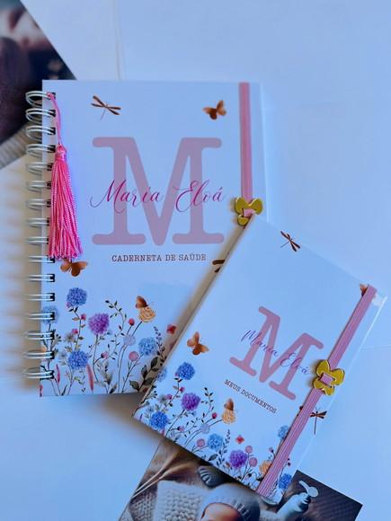 Kit Caderneta de Saúde + Porta Documentos Floral Menina