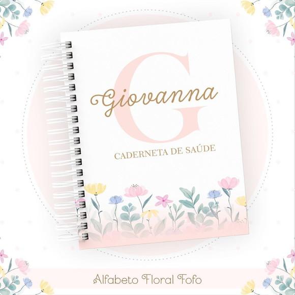 Caderneta de Vacinação Floral Alfabeto Clean Personalizada