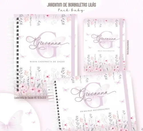 Kit Caderneta de Saúde + Livro do Bebe Jardim das Borboleta
