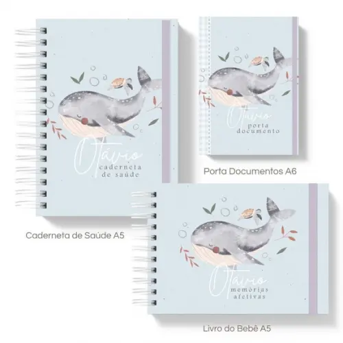 Caderneta de Saúde + Livro do Bebê + Porta Documentos Mar
