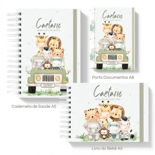 Caderneta de Saúde + Livro do Bebê + Porta Documentos Safari