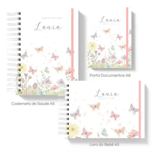 Kit Caderneta de Saúde + Porta Documentos Floral Menina