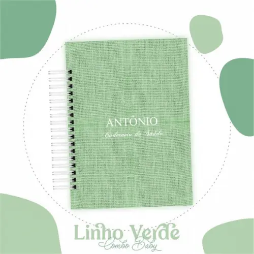 Caderneta de Vacina Saúde Linho Verde Personalizada