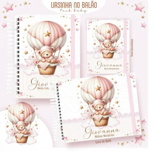 Caderneta de Saúde + Livro do Bebe Porta Documentos Ursinha