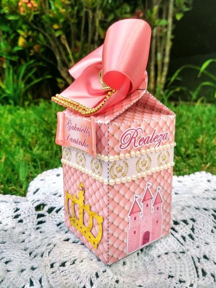 Caixa Milk Personalizada Realeza Rosa
