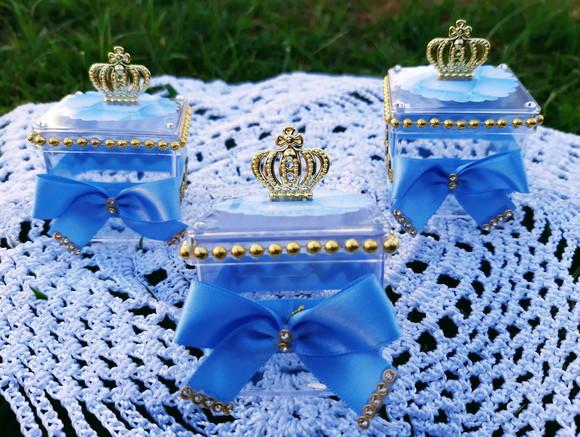 Caixinha de Acrílico Realeza Azul e Dourado