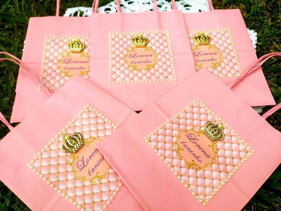 Lembrancinha Sacolinha Princesa Rosa