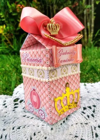 Caixa Milk Personalizada Realeza Rosa