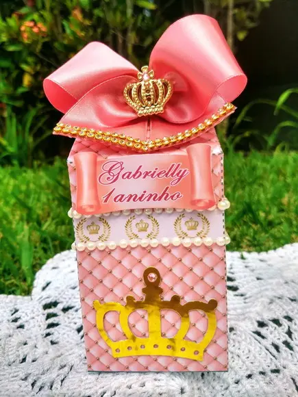 Caixa Milk Personalizada Realeza Rosa