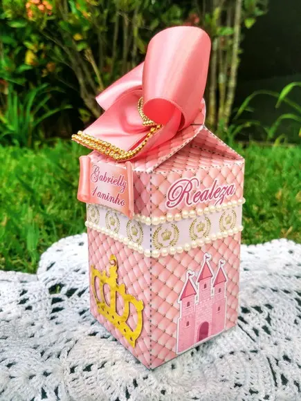 Caixa Milk Personalizada Realeza Rosa