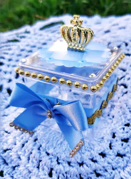 Caixinha de Acrílico Realeza Azul e Dourado