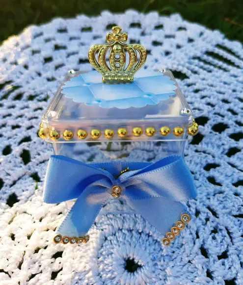 Caixinha de Acrílico Realeza Azul e Dourado