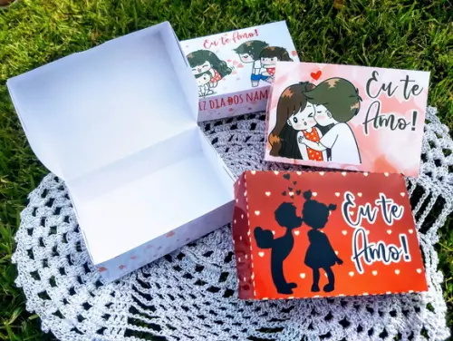 Caixinha para 6 Bombons ou Docinhos dia dos Namorados
