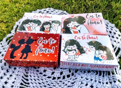 Caixinha para 6 Bombons ou Docinhos dia dos Namorados