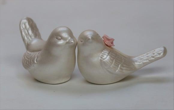 Topo de Bolo passarinhos, pombinhos para casamento perolado