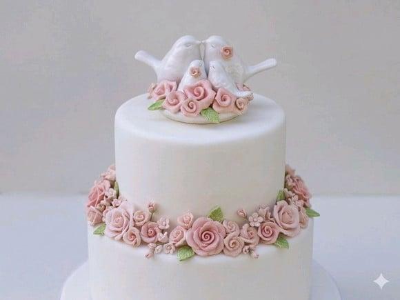 Topo de Bolo passarinhos, pombinhos para casamento, família