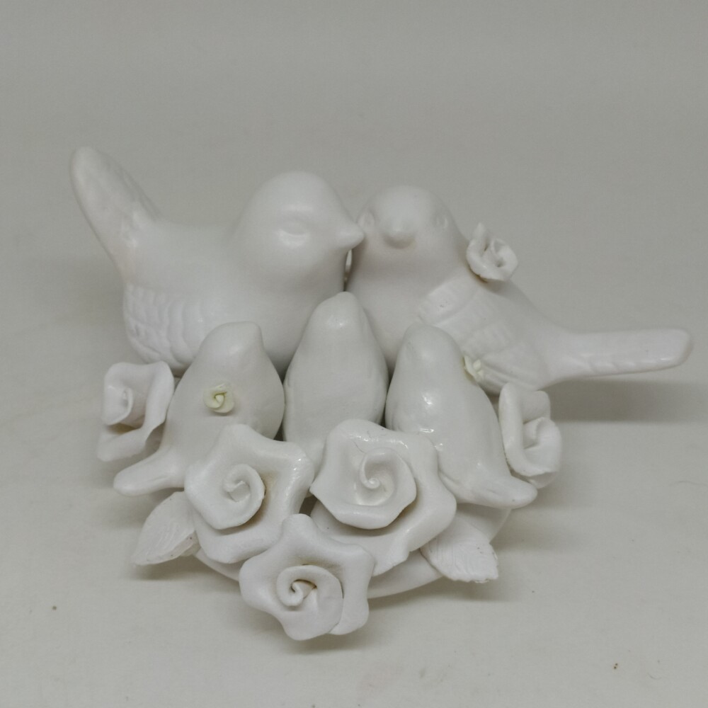 Topo De Bolo Pombinhos De Casamento Com 3 Filhotes