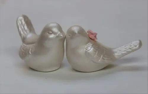 Topo de Bolo passarinhos, pombinhos para casamento perolado