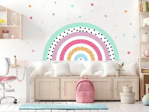 Adesivo Parede Arco Íris Amor 180x90cm Corações