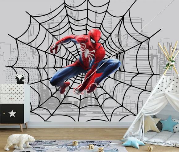 Papel De Parede Auto Adesivo Homem Aranha Teia M²