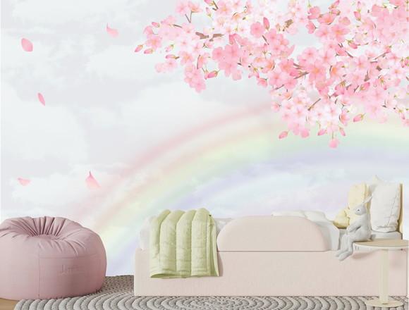 Papel de Parede Adesivo Arco Iris Floral Aquarela M²