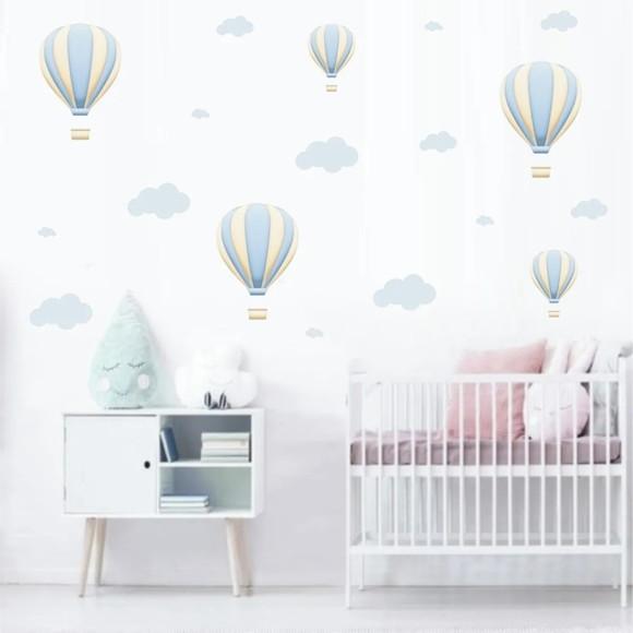 Adesivos Parede Balões Nuvens Infantil Azul Bebe
