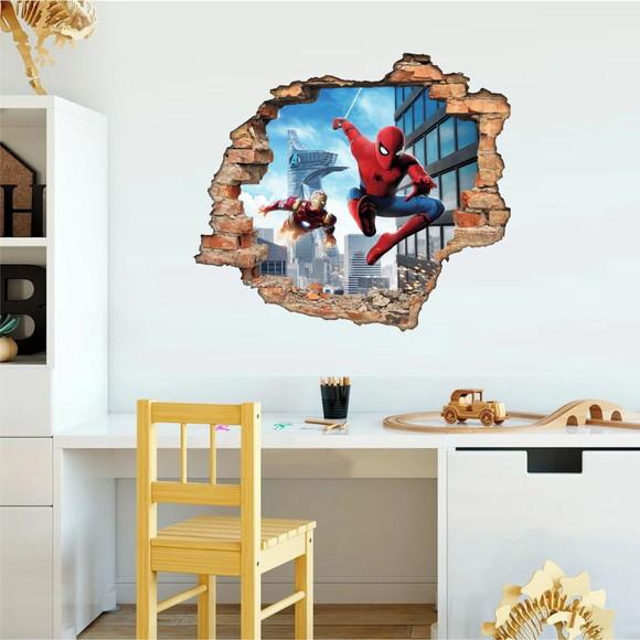Adesivo Parede Infantil Homem Aranha Buraco 3D
