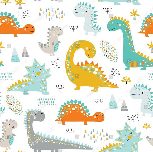 Papel de parede Dinossauro colorido 01