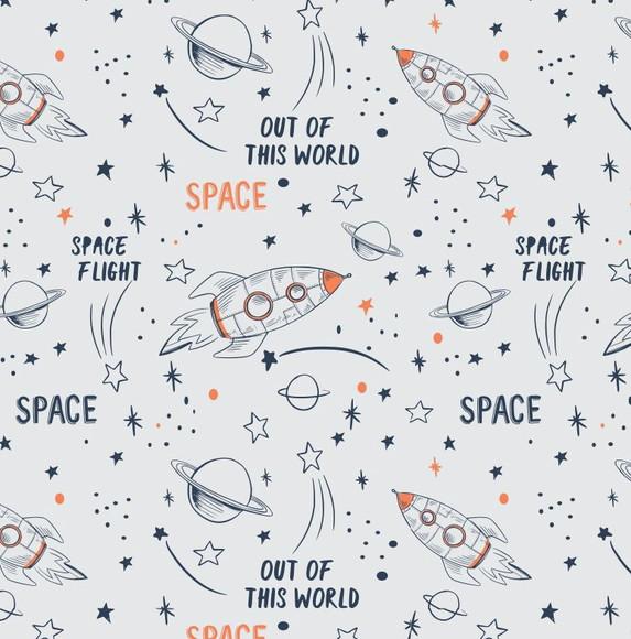 Papel de parede Planetas Espaço Astronauta Grey 300x58cm