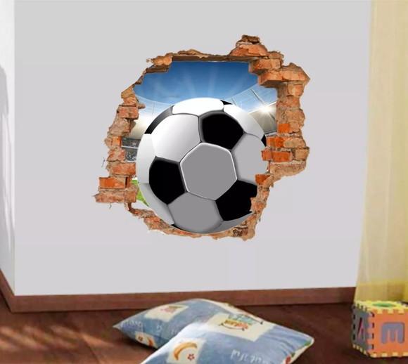 Adesivo decorativo Bola Futebol Buraco 3D