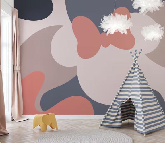 Papel de Parede Adesivo Disney Minnie Rosa M² Mod01