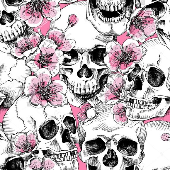 Papel de parede Caveira Floral Decor 68