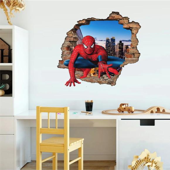 Adesivo Parede Infantil Homem Aranha Buraco 3d Spiderman