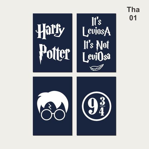 Kit 4 Placas Decorativas Harry Potter