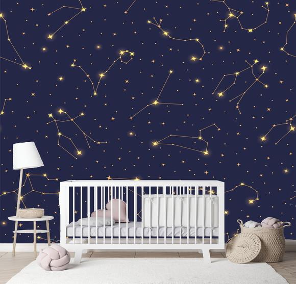 Papel de Parede Adesivo Constelação Planetas Infantil M²