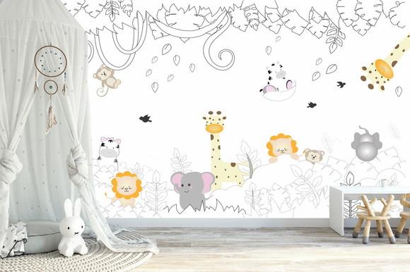 Papel de Parede Safari Zoo Baby colors M²