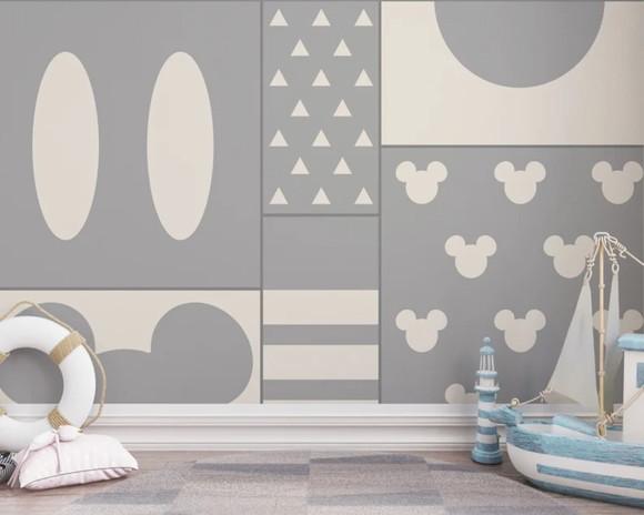 Papel de Parede Adesivo Disney Mickey Mousse Cinza M²