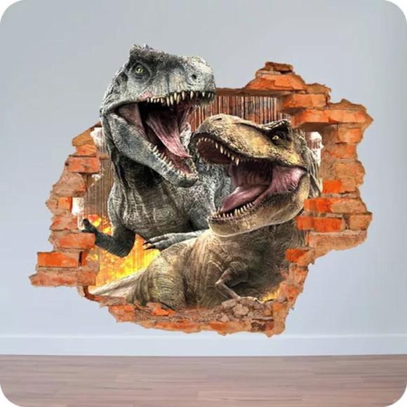 Adesivo Infantil Dinossauro 3d Buraco na Parede