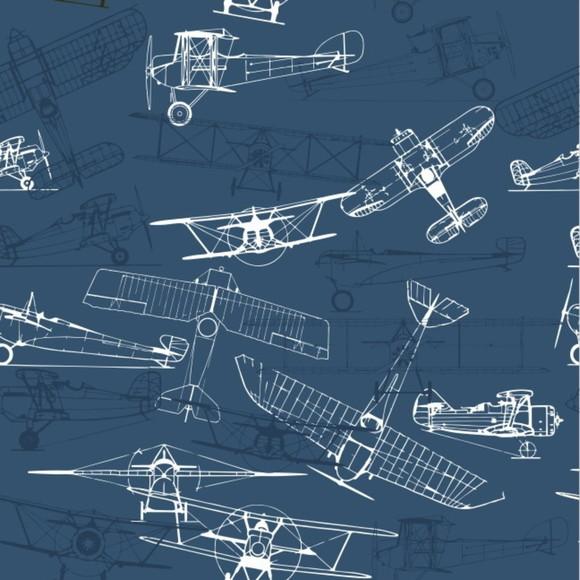 Papel de parede avião decor Azul