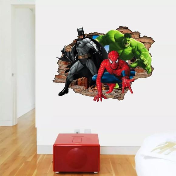 Adesivo decorativo Buraco 3D Heróis Vingadores
