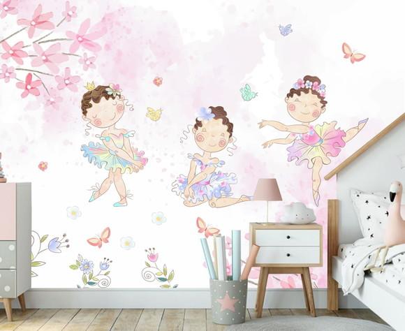 Papel de Parede Adesivo Bailarina Floral Aquarela M²