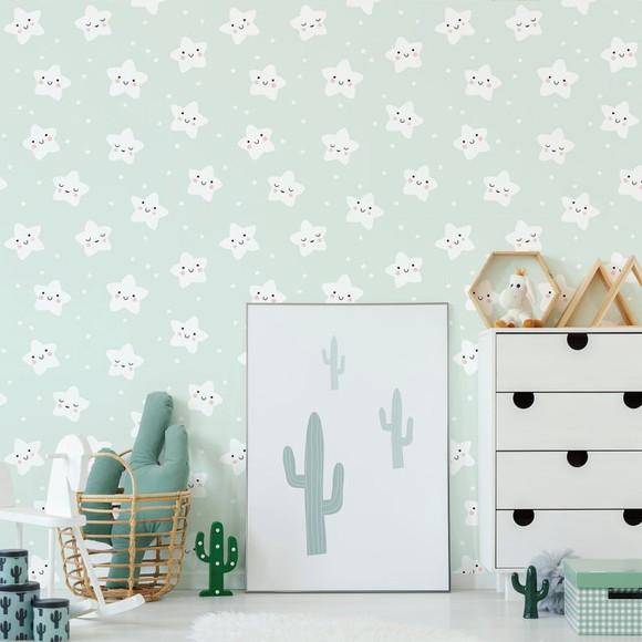 Papel de parede Auto Adesivo Estrelas Nuvens Baby 01