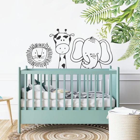 Adesivo de Parede Safari e Floral Zoo Baby Infantil