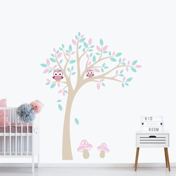 Adesivo Infantil Árvore Curujas