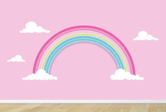 Adesivo Parede Infantil Arco Íris Nuvem 120x60cm