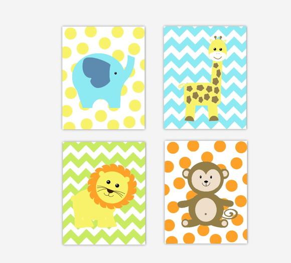 Kit 4 Placas Decorativas Zoo Safari MDF 05